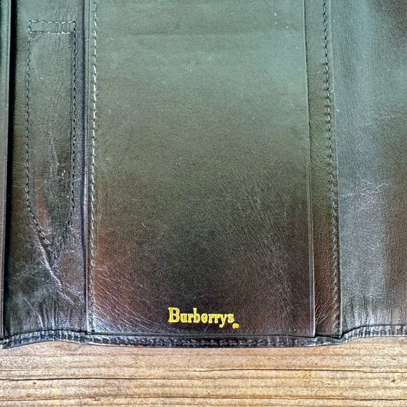 VTG Burberry Leather & Fabric Tri-Fold Wallet - Picture 8 of 13